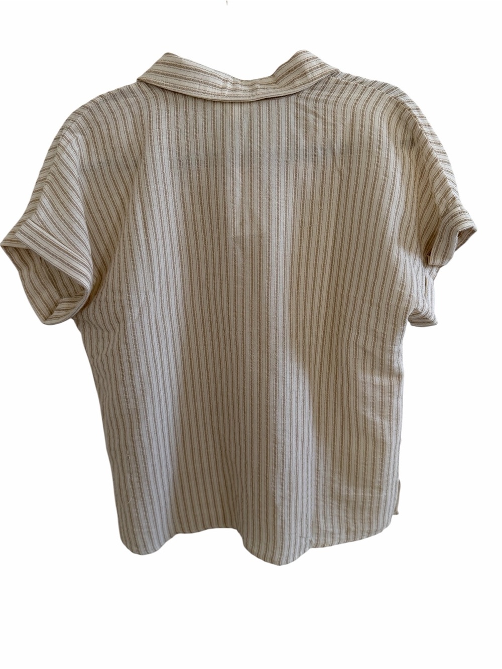 Blu Pepper Cream and Beige Striped Short Sleeve Button-Up Shirt - Picture 4 of 5